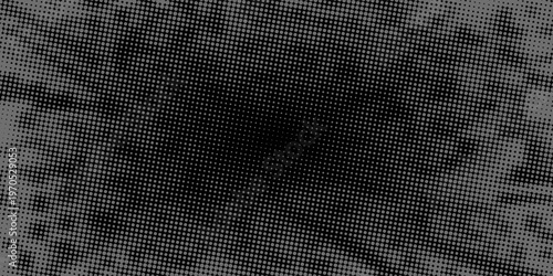 Background with irregular, chaotic dots, points, circle. Abstract monochrome pattern. Black and white color.