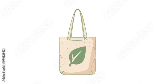 Tote bag with green leaf design.