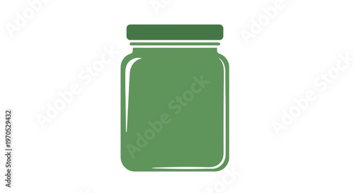Green jar with closed lid.