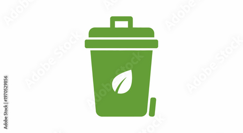 Green Recycling Bin with Leaf Symbol.