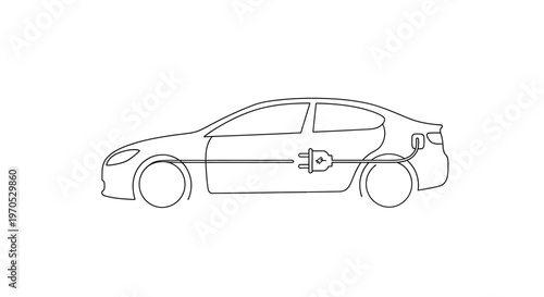 Electric car with charging plug.