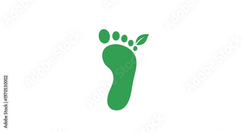 Green Footprint with Leafy Sprouts Emerging.