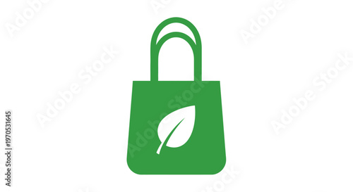 Green shopping bag with leaf logo.