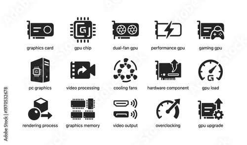 Icons representing gpu components and functions