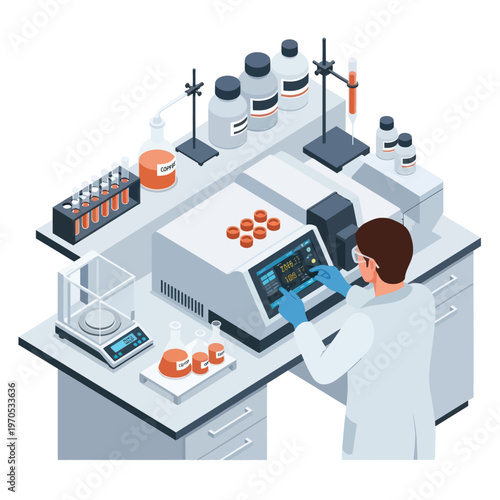 Scientist in Lab Conducting Research with Advanced Equipment.