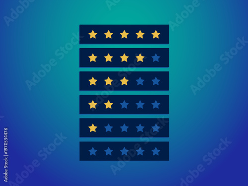 Gold five star rating icon set isolated on transparent background flat design symbols for reviews feedback quality ranking system with golden and grey stars