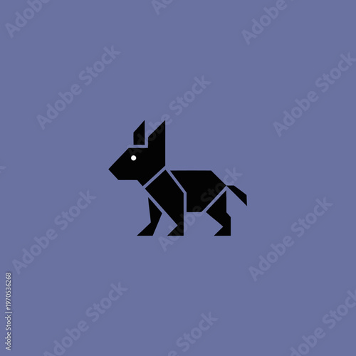 Origami Dog Silhouette Minimalist Geometric Design.
