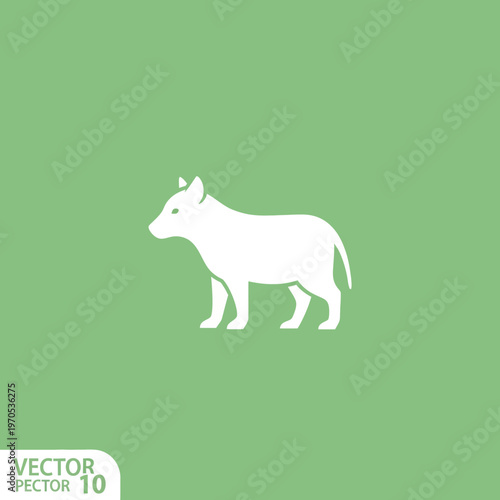 White Hyena Silhouette Standing Profile View.
