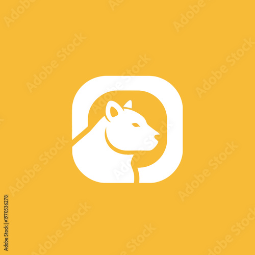 White Bear Head Inside Rounded Square Logo.