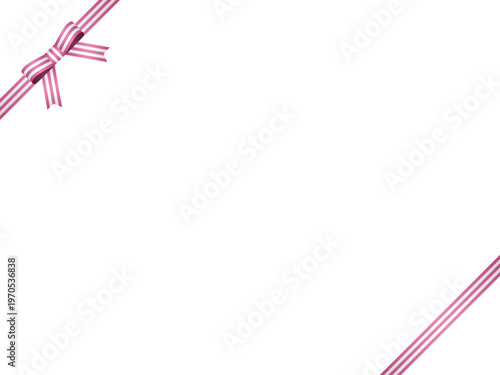 リボン蝶、縞、斜F、m3ピンク