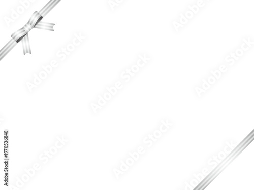 リボン蝶、縞、斜F、m2銀