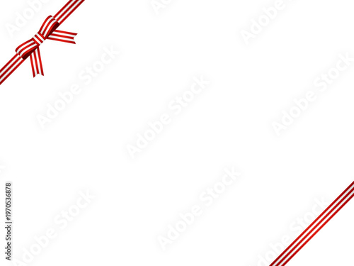 リボン蝶、縞、斜F、m10赤