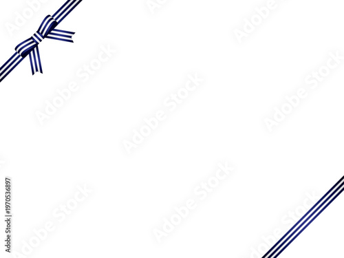 リボン蝶、縞、斜F、m14紺