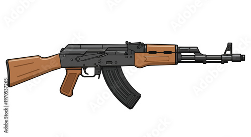Classic Automatic Rifle Vector Illustration Isolated Side View Graphic for Military, Security, and Gaming Concepts