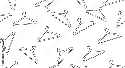 Clothes Hangers Seamless Pattern Vector Illustration Minimalist Outline Drawing for Fashion Industry Background and Textile Design