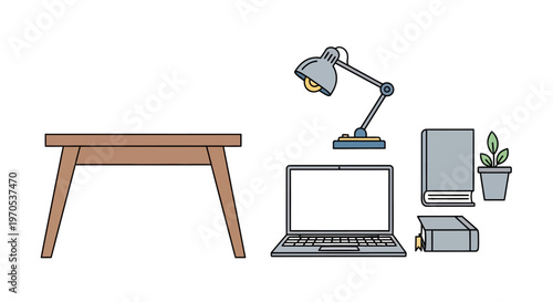 Office desk with laptop computer.