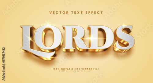 Lord golden editable vector text style effect. 3d minimalist text effect.