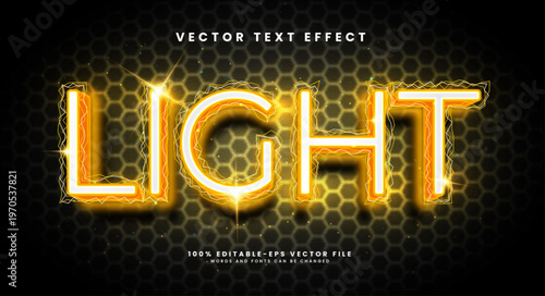 Electric light editable vector text effect with yellow color.