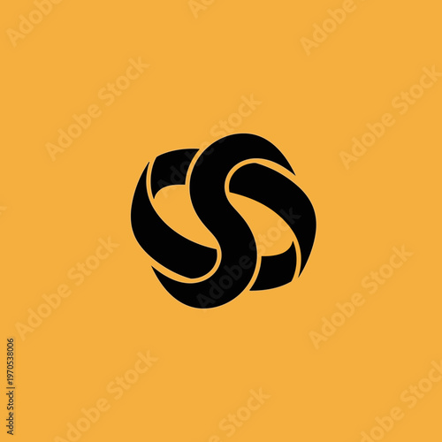 Abstract Black Infinity Symbol on Orange Background.