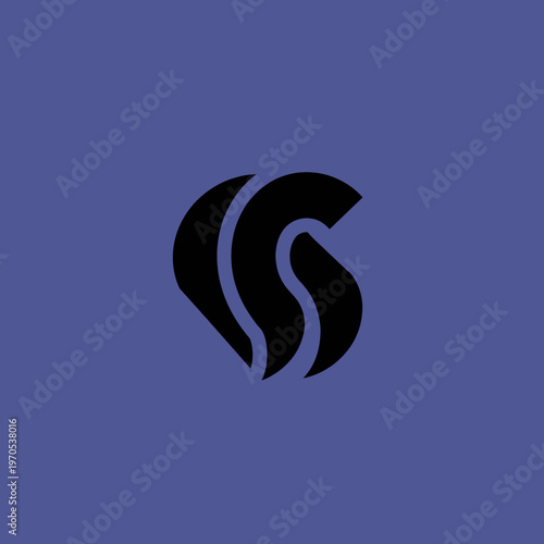 Abstract Black Swirls Forming a Stylized Shape.