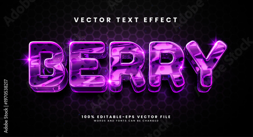 Berry editable text style effect with glossy theme.