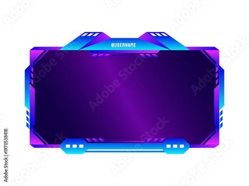 Gradient twitch panel frame for streaming futuristic interface design with neon colors modern overlay layout for gaming broadcast digital content creator screen