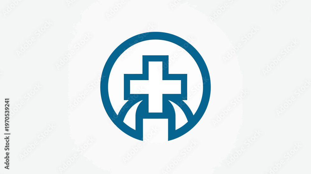 Obraz premium Abstract Medical Cross Logo on White Background