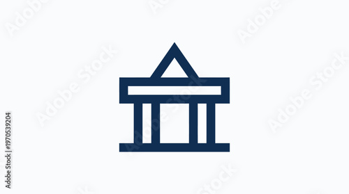 Minimalist Courthouse Icon Against White Background
