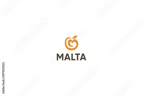Letter M creative malta orange fruits logo 