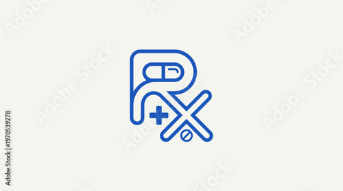 Minimalist Rx Pharmacy Symbol with Pill Design