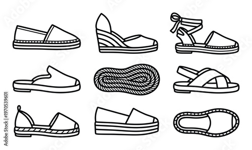 Espadrilles footwear collection including platform wedges slip on styles and traditional rope detail