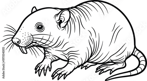 Mole Animal Vector Illustration with Detailed Line Art for Wildlife, Mammals, and Nature Designs