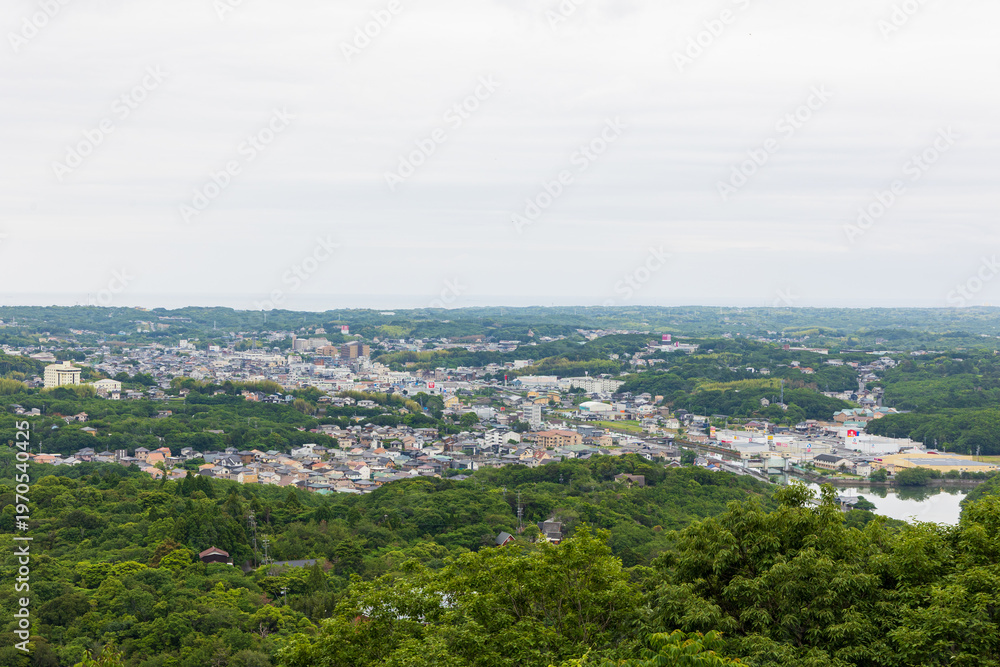 Fototapeta premium 5月下旬の横山展望台・志摩の町並み（三重県志摩）