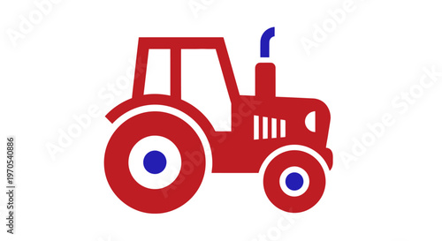 Red Tractor Icon Agricultural Vehicle.
