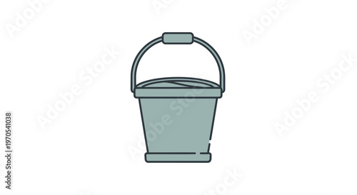 Gray bucket with handle on top.