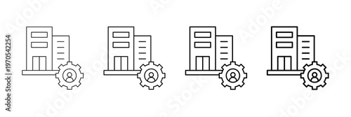 Office Manager Icons Vector Set In Different Stroke Line Style