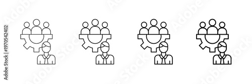 Hr Manager Icons Vector Set In Different Stroke Line Style