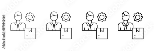 Product Manager Icons Vector Set In Different Stroke Line Style
