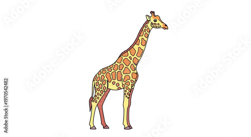 Giraffe Standing Alone Side View.