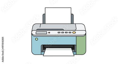 Modern printer with paper tray.