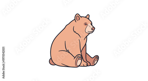 Cute brown bear sitting down.