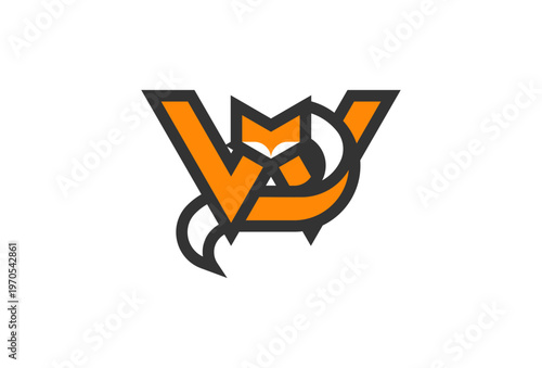 Letter W Fox Logo, Fox with Letter W combination, Fox Logo Design, vector illustration