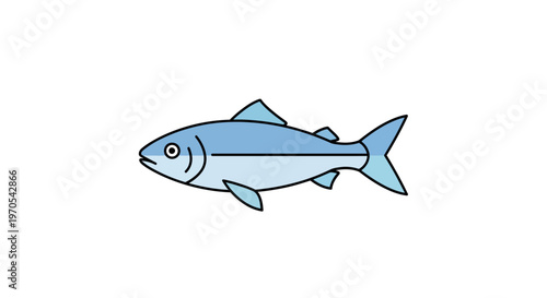 Blue fish swimming alone sideways.