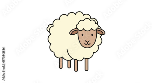 A cartoon sheep standing alone.