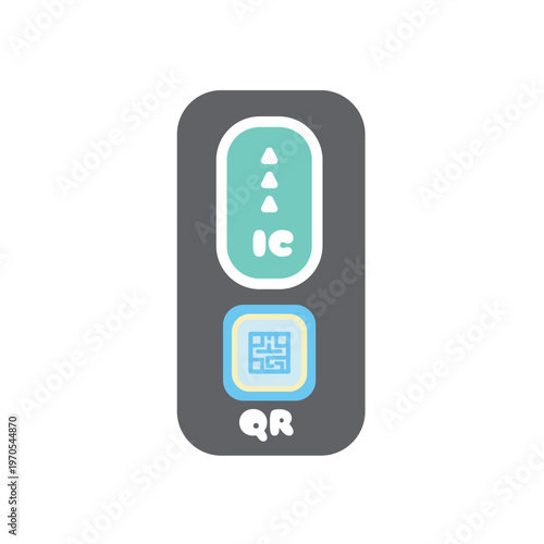 ICとQRコード対応の改札リーダーのイラスト