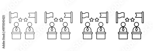 Political Party Icons Vector Set In Different Stroke Line Style