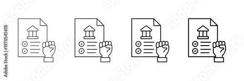 Political Rights Icons Vector Set In Different Stroke Line Style