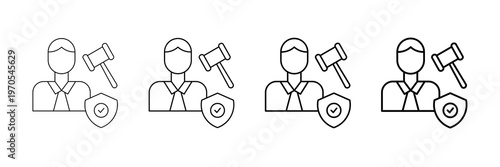 Authority Figure Icons Vector Set In Different Stroke Line Style