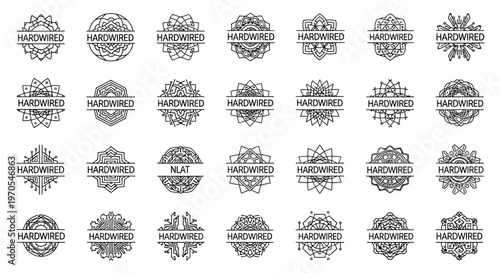 Valokuva Collection of Decorative Monogram Logos with Hardwired Text.
