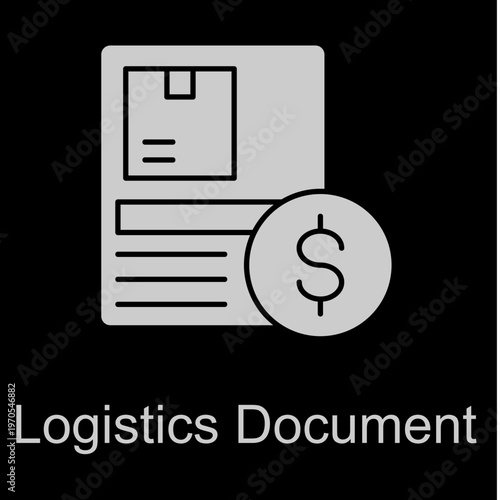 Logistics Document White Vector Icon On Black Background 